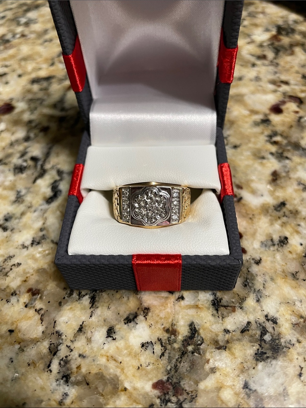 10kt Gold Diamond Accented Cluster Ring